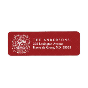 Christmas Holly Jolly Chalk Art Address Labels