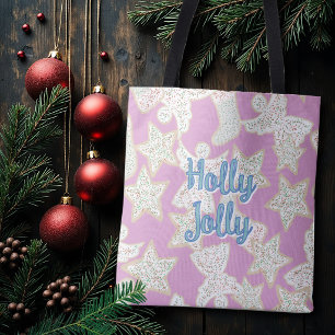Christmas Holly Jolly Traditional Cookies Pattern Tote Bag