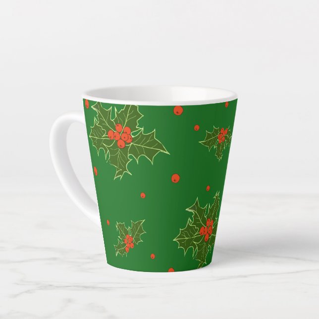 Christmas Holly    Latte Mug (Left Angle)