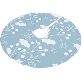 Christmas Holly Leaves And Berries Brushed Polyester Tree Skirt