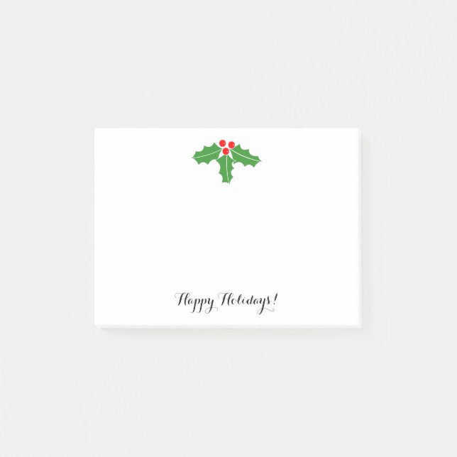 Christmas holly leaves and berries Holiday Post-it Notes (Front)