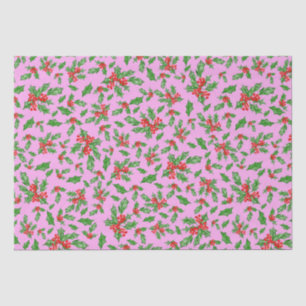 Christmas holly leaves and berries red and green tissue paper