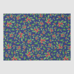 Christmas holly leaves and berries red and green tissue paper
