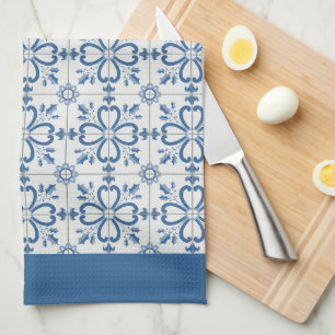 Christmas holly leaves and flowers petals tiles tea towel