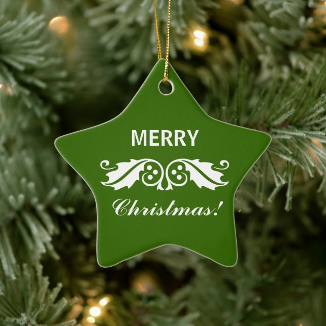 Christmas Holly Leaves Ceramic Tree Decoration (Tree)
