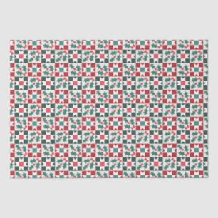 Christmas Holly Leaves Geo Quilt Tissue Paper
