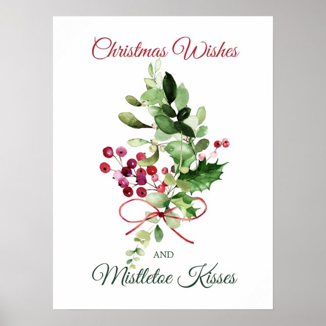 Christmas Holly Mistletoe Red Berry Poster (Front)