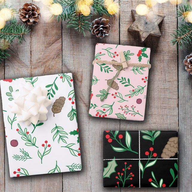 Christmas Holly Mistletoes  Wrapping Paper Sheet (Creator Uploaded)