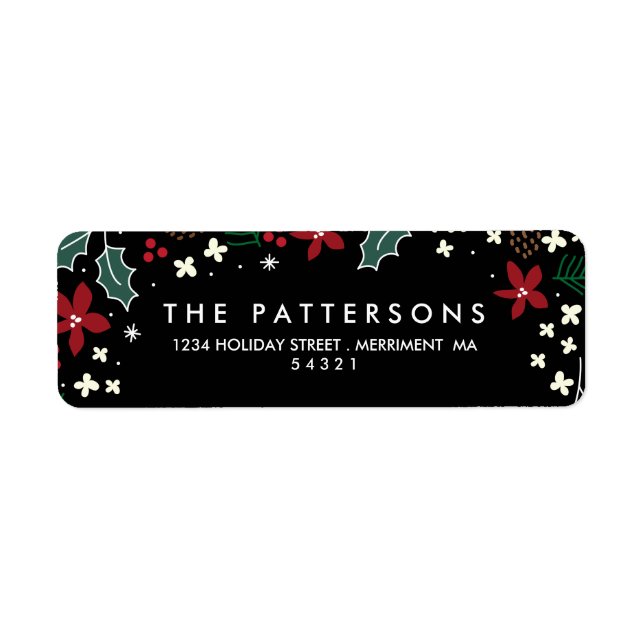 Christmas Holly Mistltoe Return Address Labels (Front)