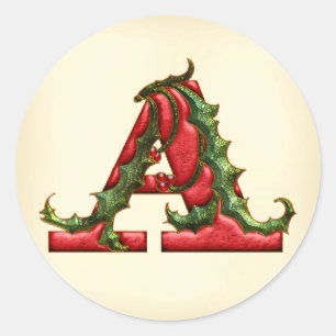 Christmas Holly Monogram A Envelope Seals