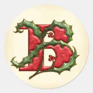 Christmas Holly Monogram B Envelope Seals