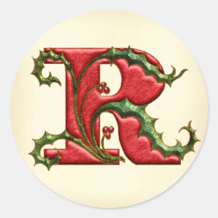 Christmas Holly Monogram R Envelope Seals