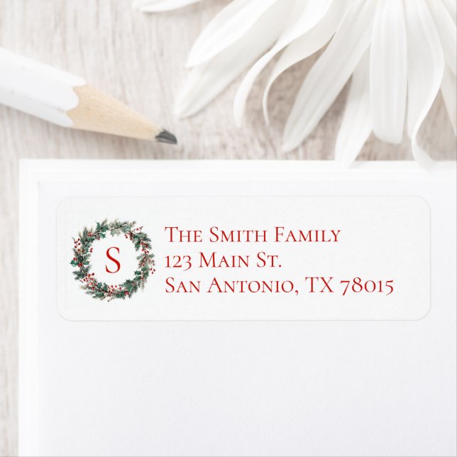 Christmas Holly Monogrammed Holiday Address (Insitu)