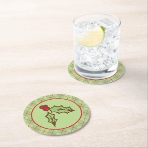 Christmas Holly Paper Coasters