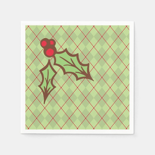 Christmas Holly Paper Napkins  (Front)
