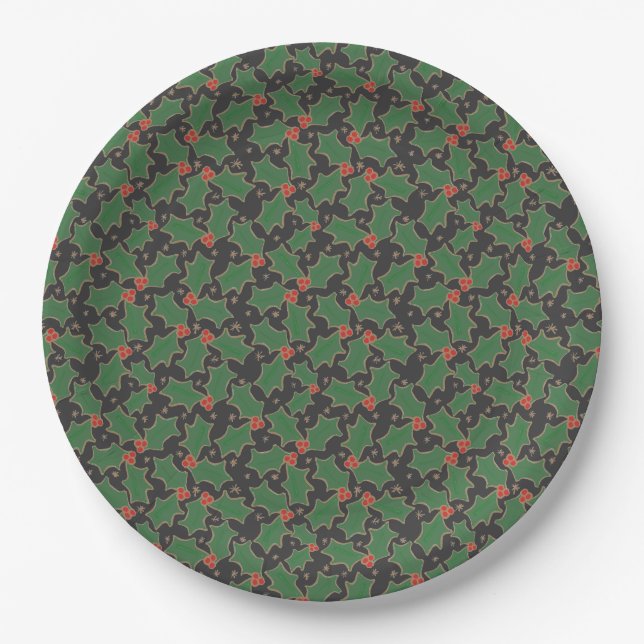 Christmas Holly Paper Plate (Front)