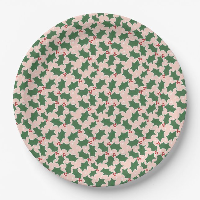 Christmas Holly Paper Plate (Front)