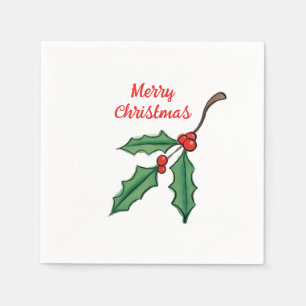 Christmas Holly Party Paper Napkins