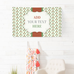 Christmas Holly Pattern Green Holly Red Berries Banner
