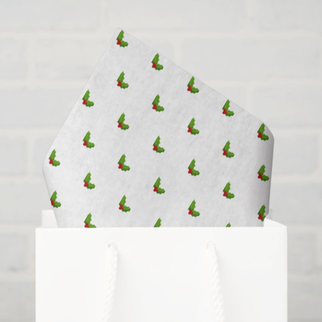Christmas Holly Pattern Holiday Gift Wrap Festive Tissue Paper (Gift Bag)