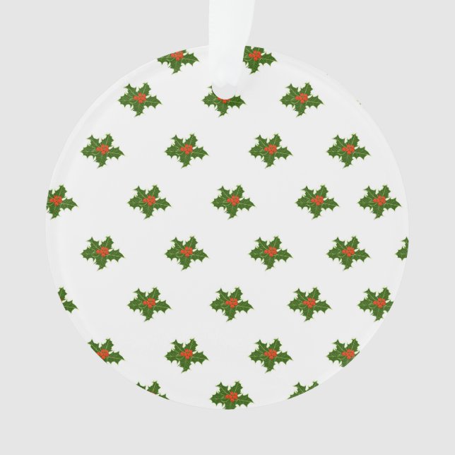 Christmas Holly Pattern  Ornament (Front)