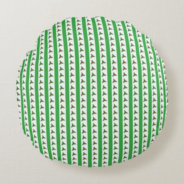 Christmas Holly Pattern Round Cushion (Front)