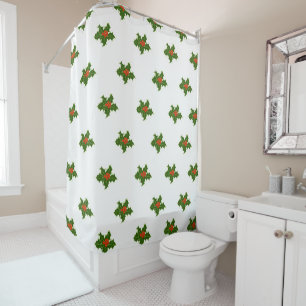 Christmas Holly Pattern   Shower Curtain