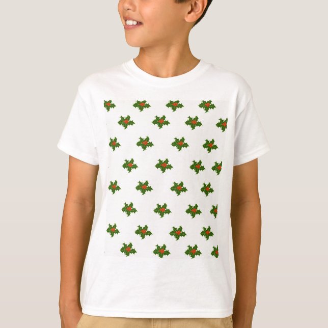 Christmas Holly Pattern    T-Shirt (Front)
