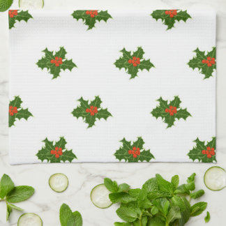 Christmas Holly Pattern    Tea Towel