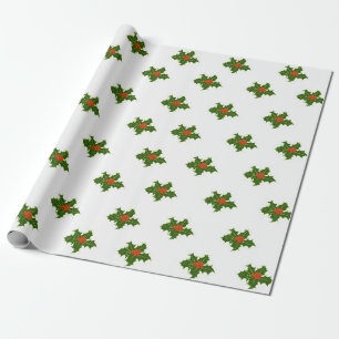 Christmas Holly Pattern Wrapping Paper