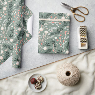Christmas Holly Pattern Wrapping Paper