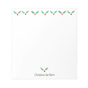 Christmas Holly Personalised 5.5 x 6 Notepad
