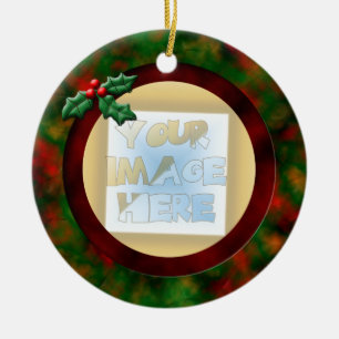 Christmas Holly Photo Frame #4 2011 Ceramic Tree Decoration