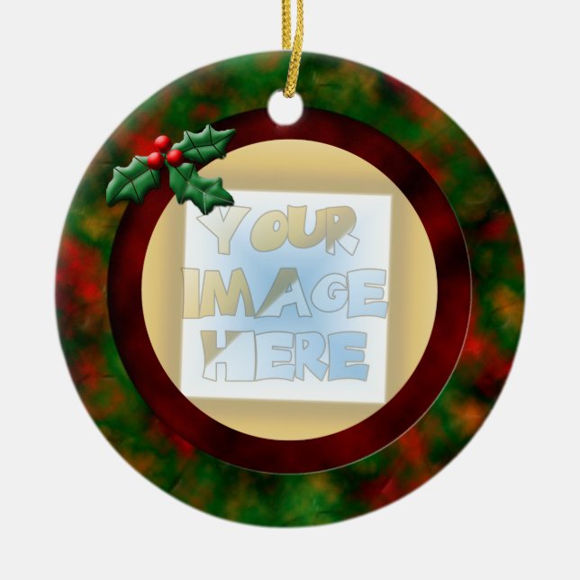 Christmas Holly Photo Frame #4 2011 Ceramic Tree Decoration (Front)