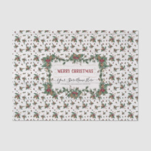 Christmas Holly Pine Mistletoe Classic Business Tissue Paper
