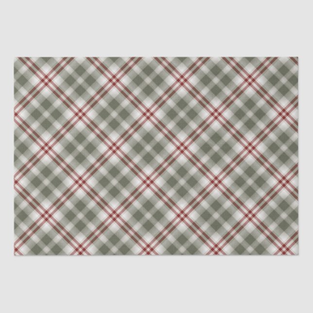 Christmas-Holly-PLAID-BACKGROUND-Winter-Wishes Tissue Paper (Front)