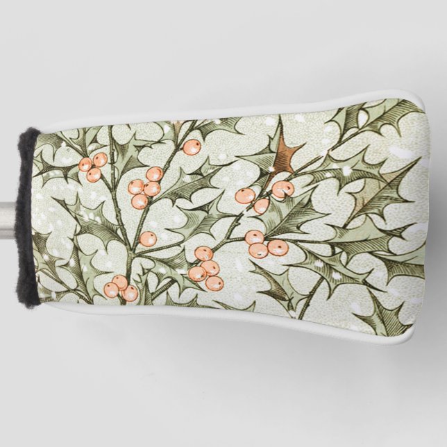 Christmas Holly Pretty Antique Greeting Golf Head Cover (Front)