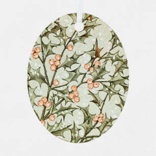 Christmas Holly Pretty Antique Greeting Metal Tree Decoration