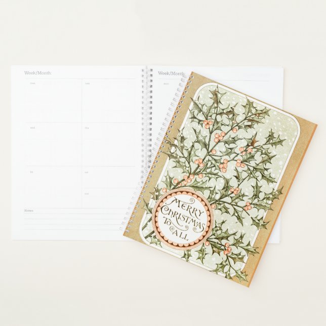 Christmas Holly Pretty Antique Greeting Planner (Display)
