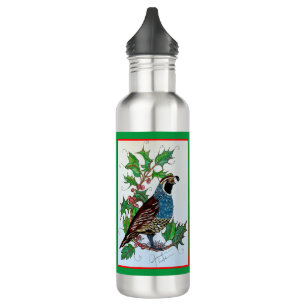 Christmas Holly Quail 710 Ml Water Bottle