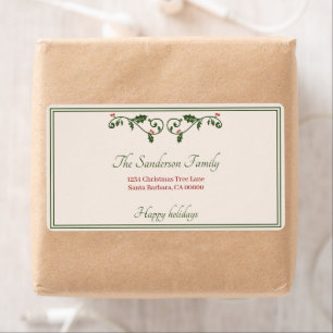 Christmas Holly Red Berries Holiday return Address