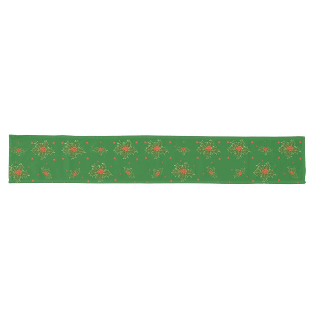 Christmas Holly Red Berries   Long Table Runner (Horizontal)