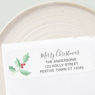 Christmas Holly Return Address