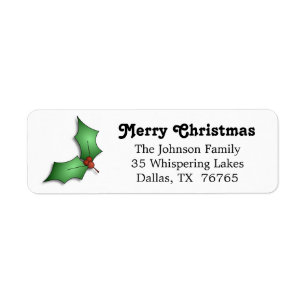 Christmas Holly Return Address Label
