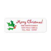 Christmas Holly return address label