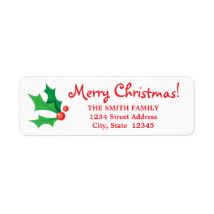 Christmas Holly return address label