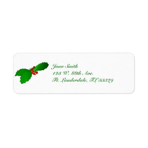Christmas Holly Return Address Labels