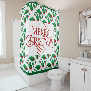 Christmas Holly Shower Curtain