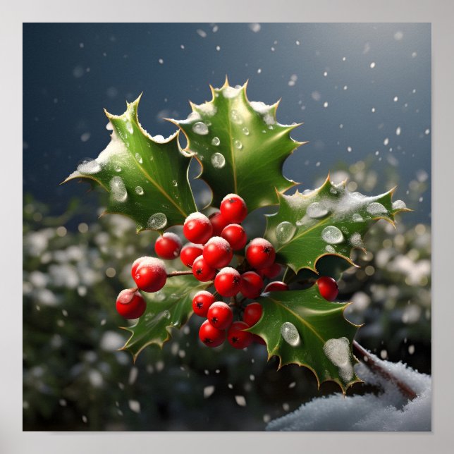 christmas holly stunning photo  poster (Front)