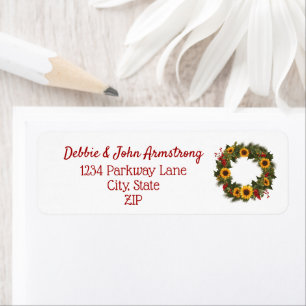 Christmas Holly Sunflower Floral Holiday Wreath